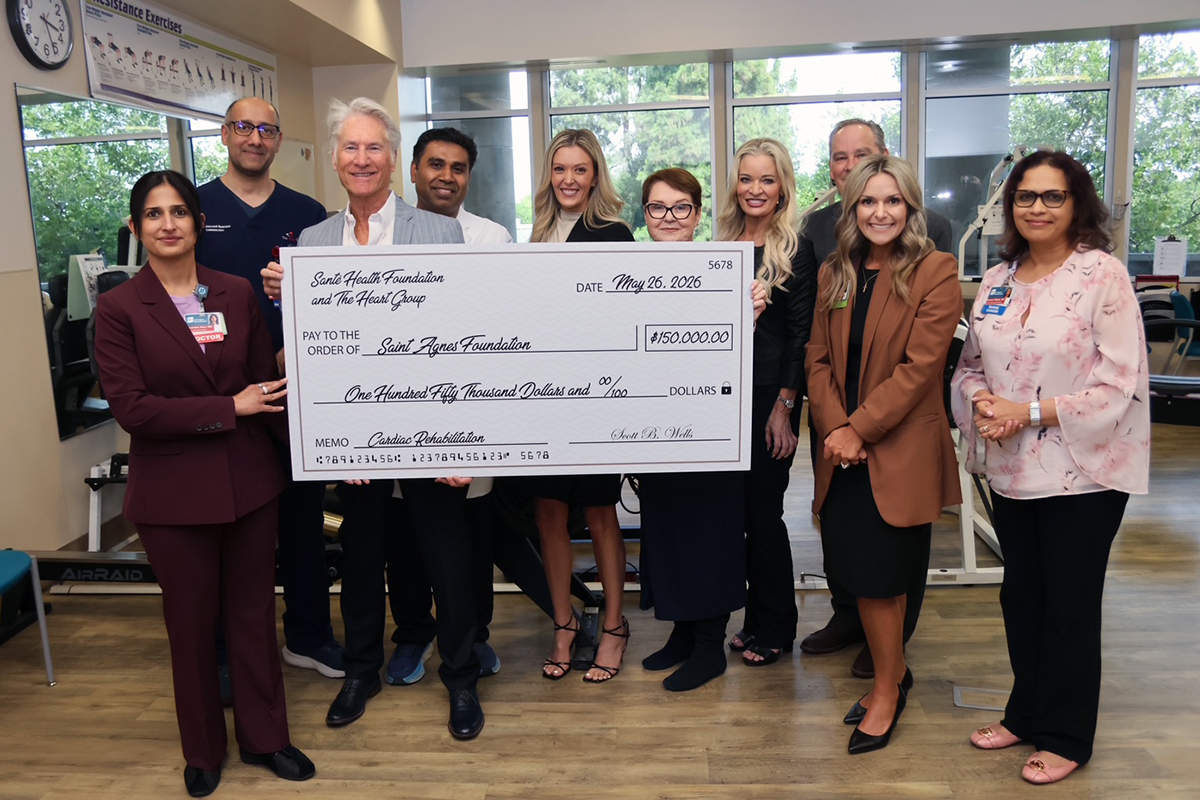 The Heart Group Fresno and Santé Health Foundation Make Record $150,000 Donation to Saint Agnes Cardiac Rehab Program